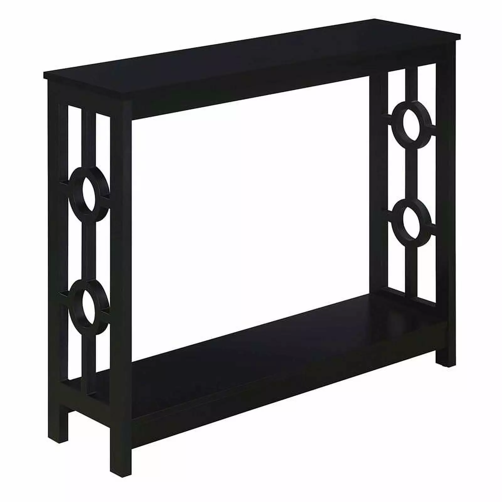 Pemberly Row Contemporary Ring Console Table Black Wood Finish Console