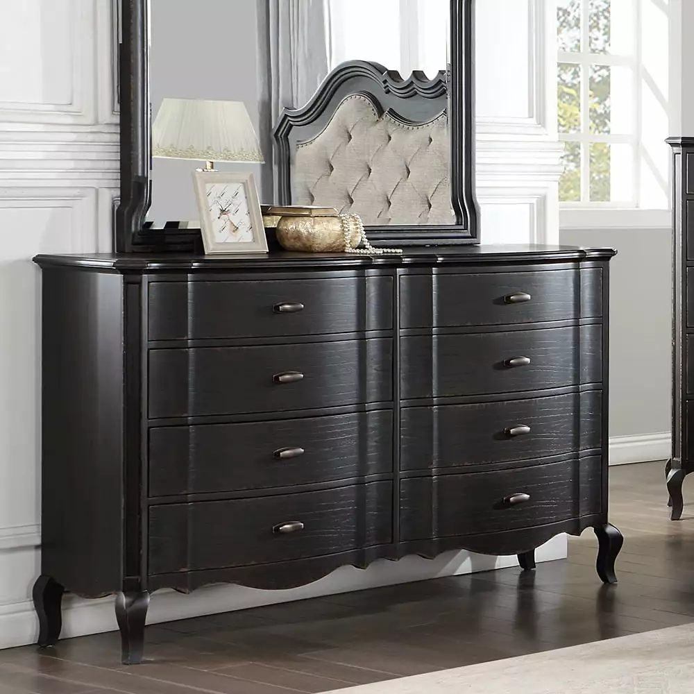 ACME Chelmsford 8-Drawer Contemporary Wood Dresser Antique Black Acme Furniture