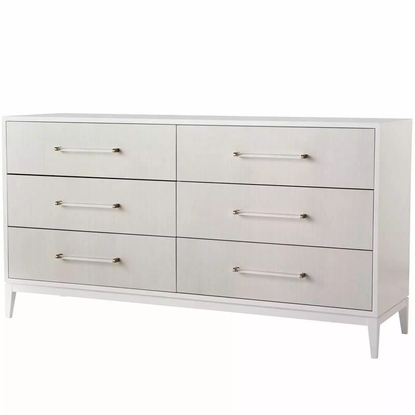 Maklaine Contemporary Wood Dresser Six Drawers White Finish