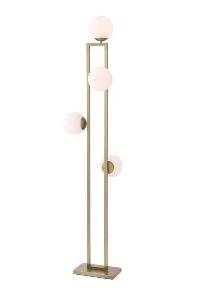 Brass White Globe Floor Lamp Eichholtz Pascal Contemporary Home Lighting