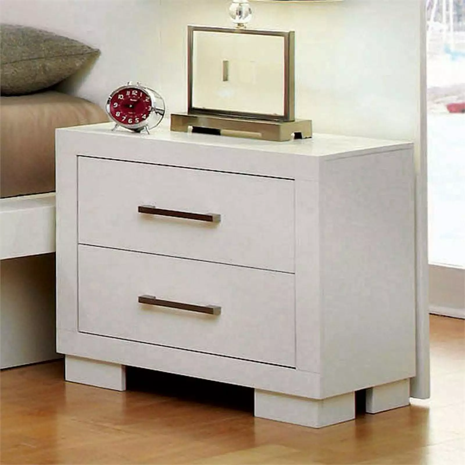 Bowery Hill 2 Drawer Contemporary Nightstand White