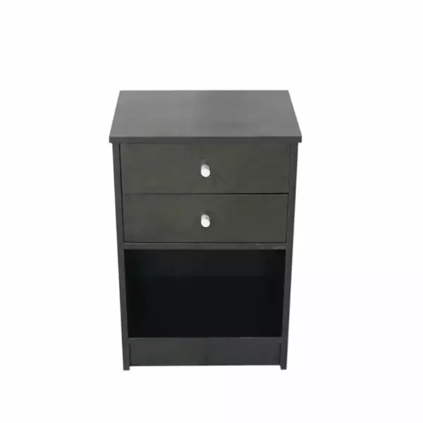Miekor 40x30x60cm Round Handle Night Stand Two Drawer Black