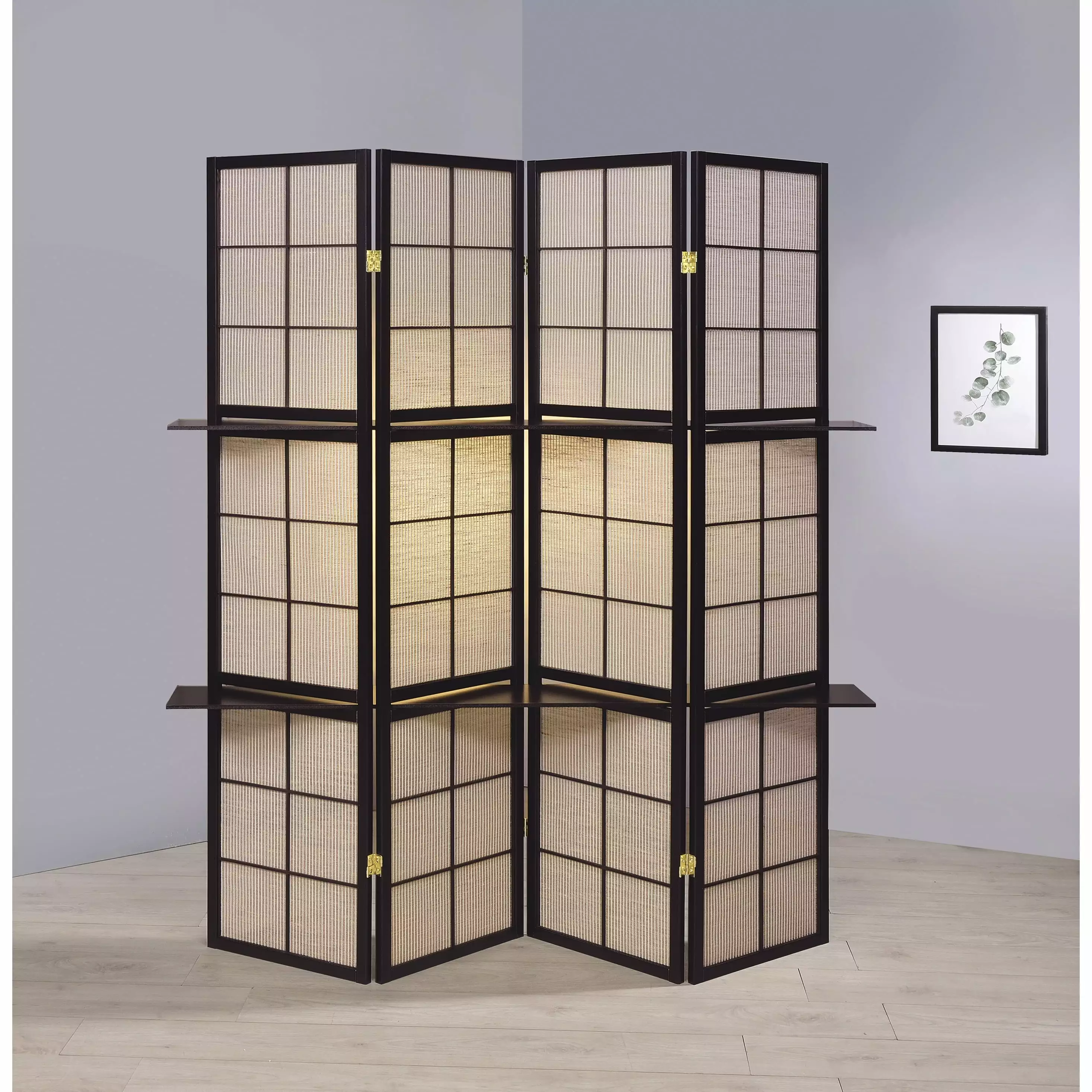 Britz Tan and Cappuccino 4-Panel Folding Screen - Elegant Room Divider Home Office Bed Bath & Beyond