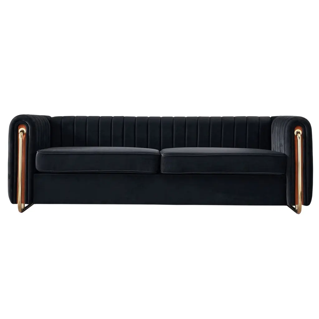 Living Pavilion Contemporary Velvet Sofa Couch 84.25W Black Living Room unknown