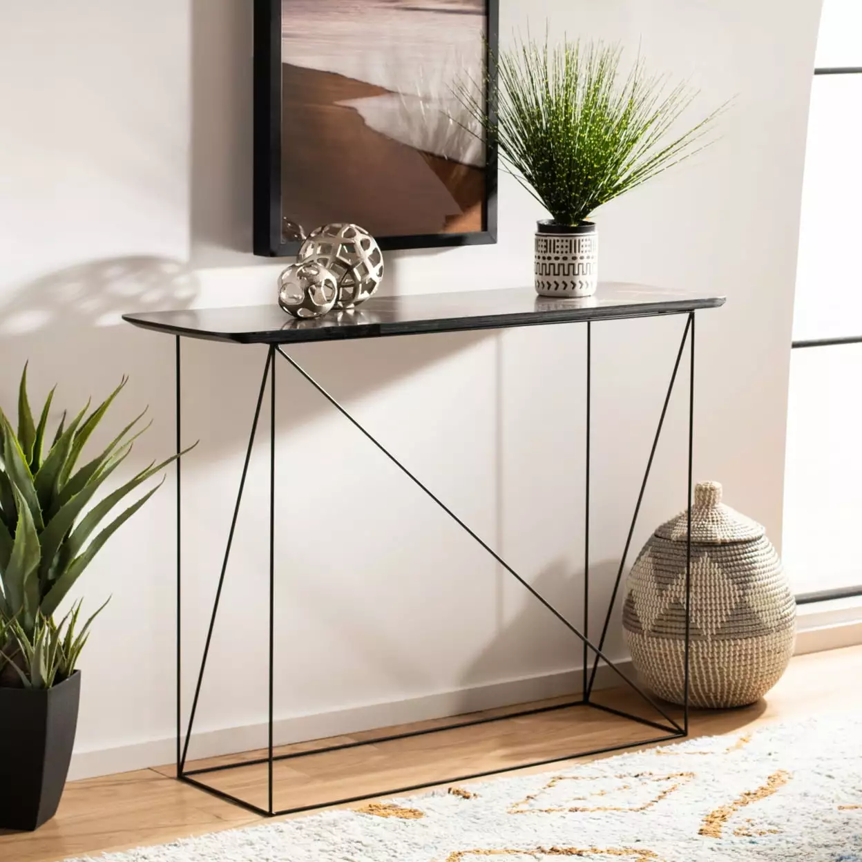 SAFAVIEH Rylee Rectangle Console Table Dark Grey Brown Black Contemporary Sofa Table Console