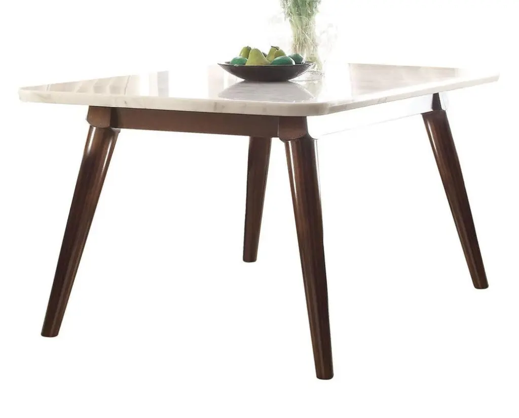 Acme Gasha Dining Table White Walnut 72820 - Modern Kitchen Table Wooden Base
