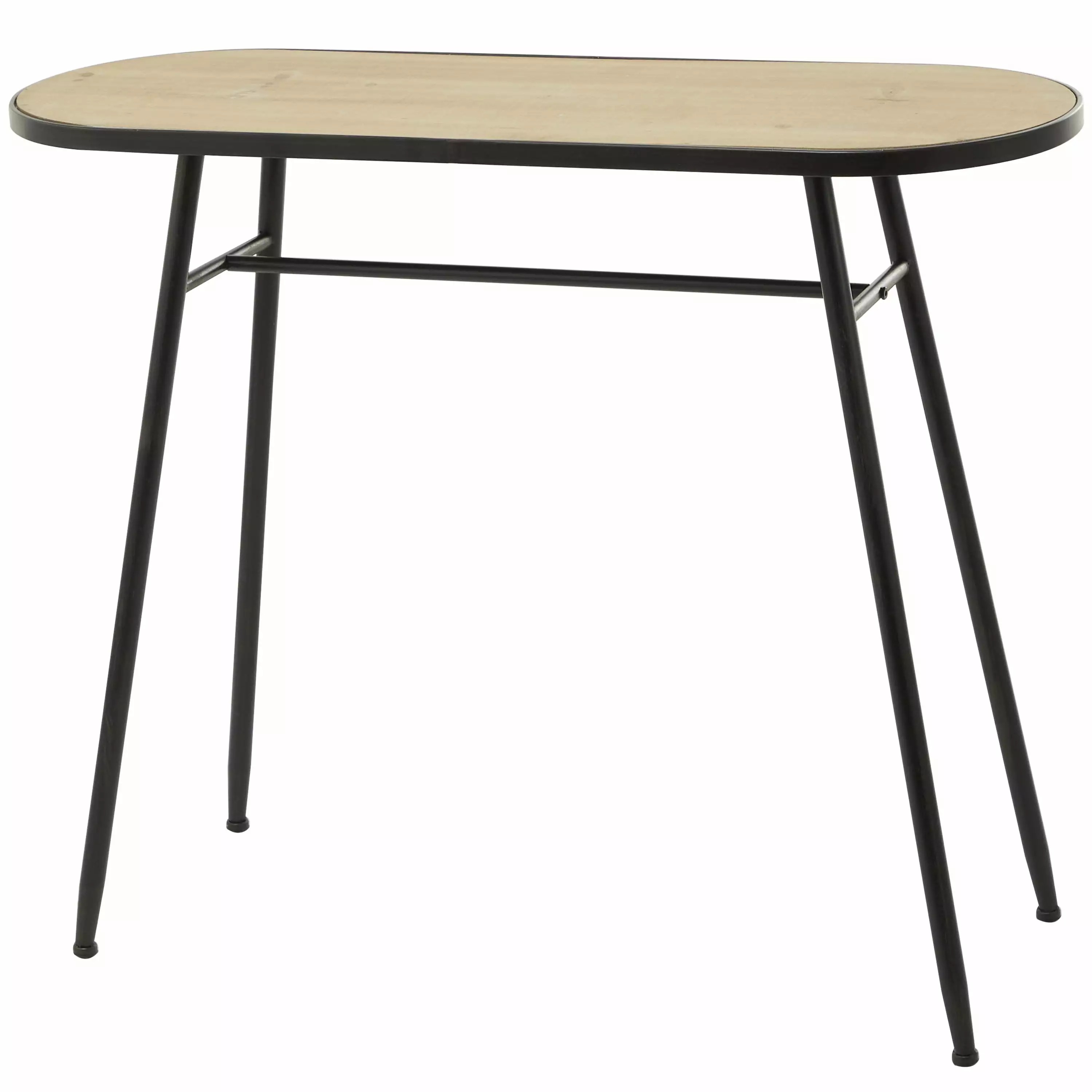 DecMode 36x30 Inch Black Metal Console Table Brown Wood Top 1-Piece Design Console