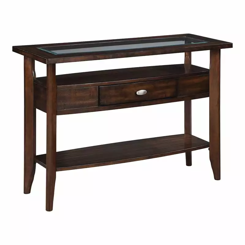 Bowery Hill Contemporary Wood 1-Drawer Sofa Table Dark Walnut Finish Console