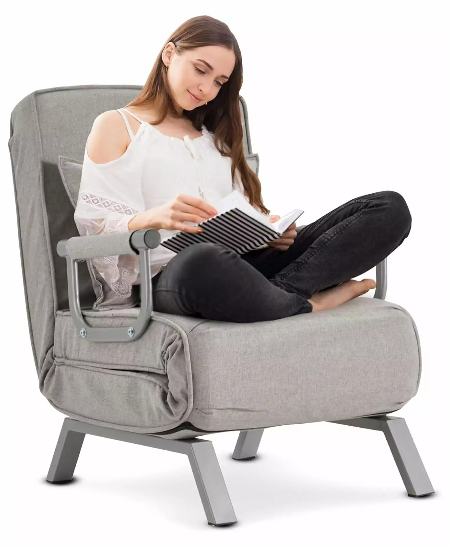 Superwum 3--1 Convertible Sofa Bed Sleeper Chair Pillow Folding Versatile Upholstered Armchair Adjustable Leisure Chaise L...