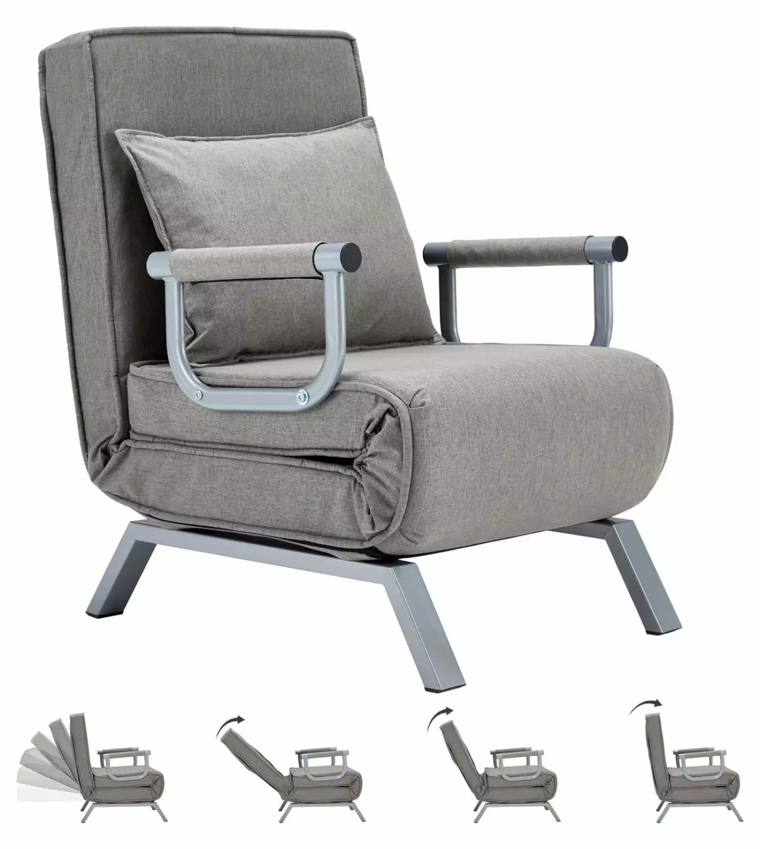 wangc123 Convertible Sofa Bed Sleeper Chair Tri-fold Upholstered Armchair Pillow Chaise