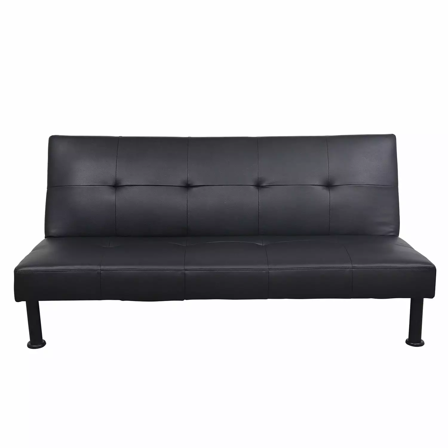 Hommoo Faux Leather Futon Sofa Bed Convertible Small Rooms Black Futons