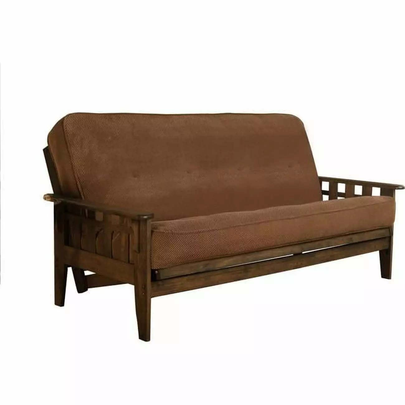 Kodiak Furniture Tucson Frame Fabric Mattress Marmont Mocha Brown Walnut Durable Convertible Sofa Bed Futons