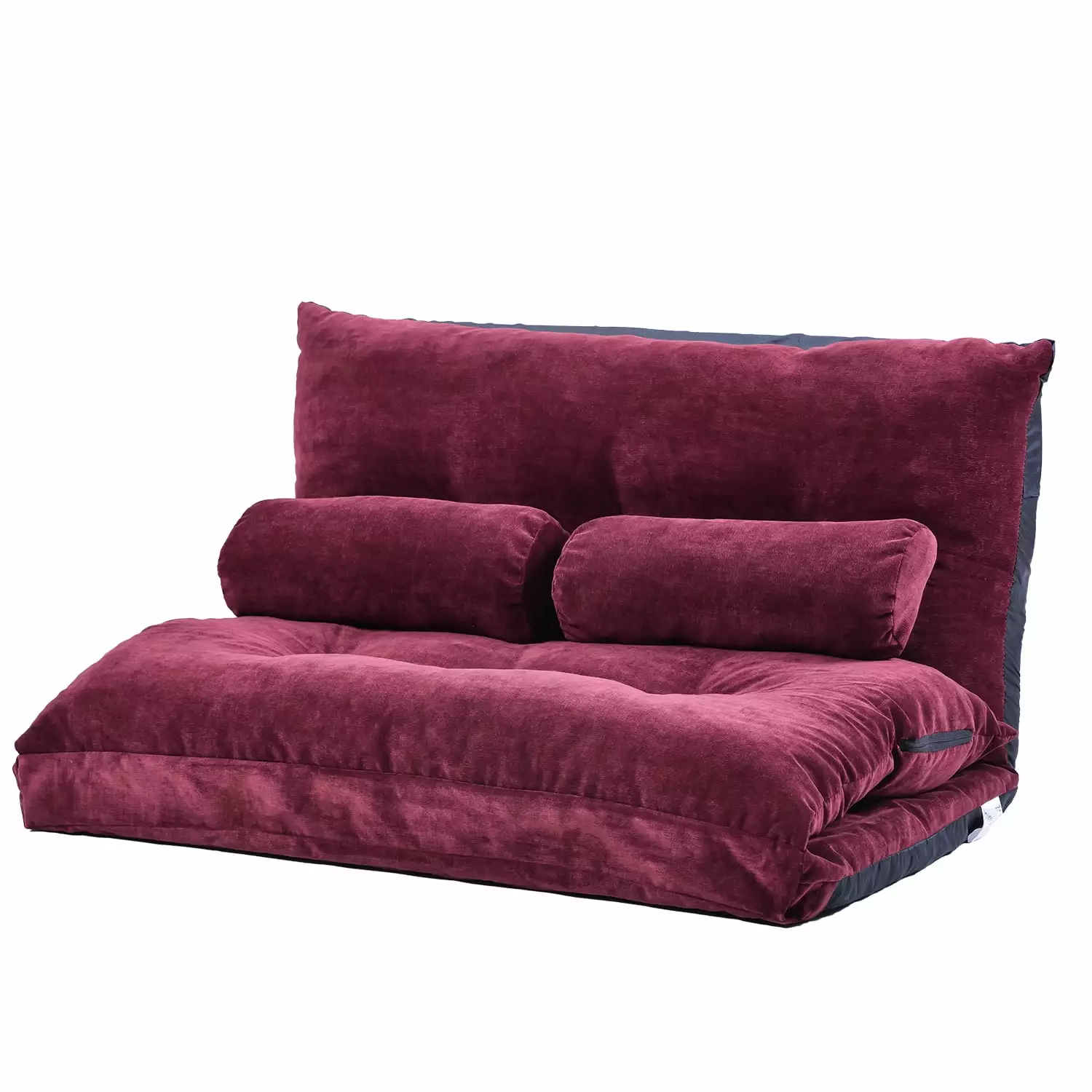 Fold Down Sofa Bed Floor Couch Adjustable Folding Futon Sofa Video Gaming Lounge Sofa Two Pillows Commercial and Home Red ...