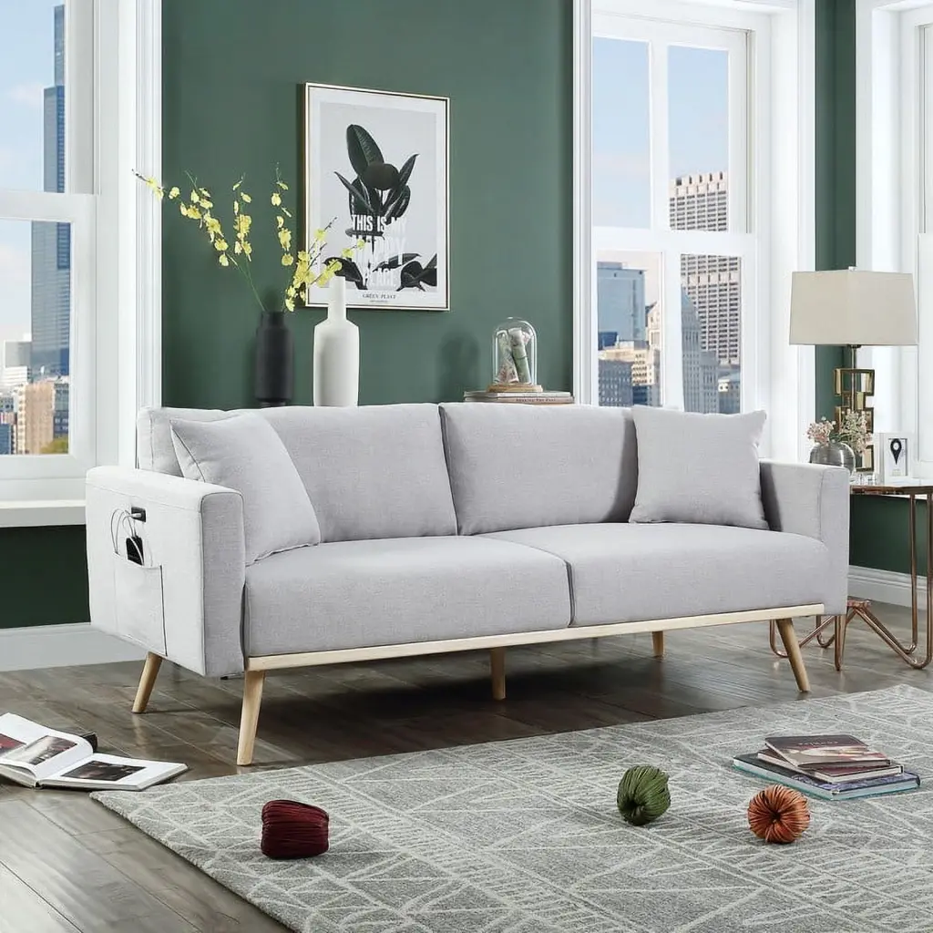 CoSoTower Fabric Upholstered Modern Sofa Bed USB Charging Port Compact Living Space