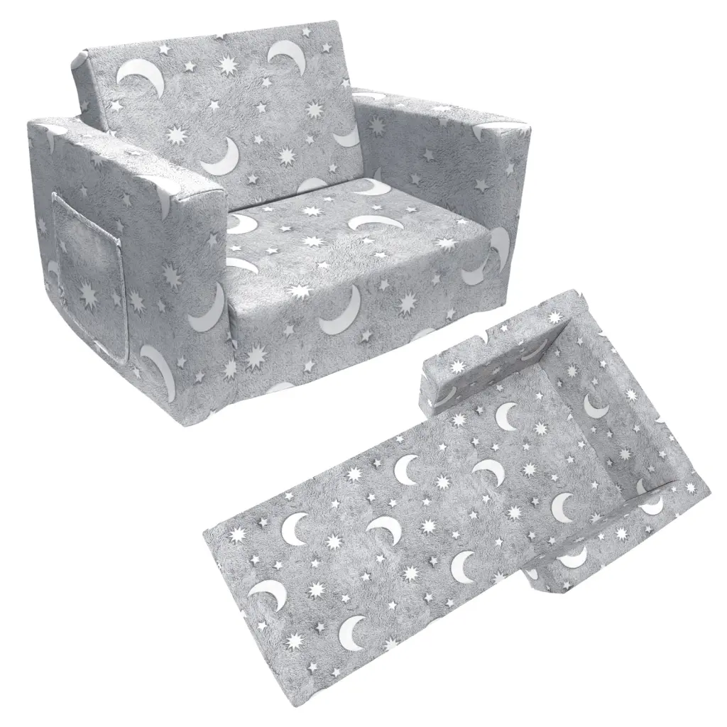 fond+found Kids Sofa Glow Dark Toddler Chairs Children's 2 1 Convertible Sofa to Lounger