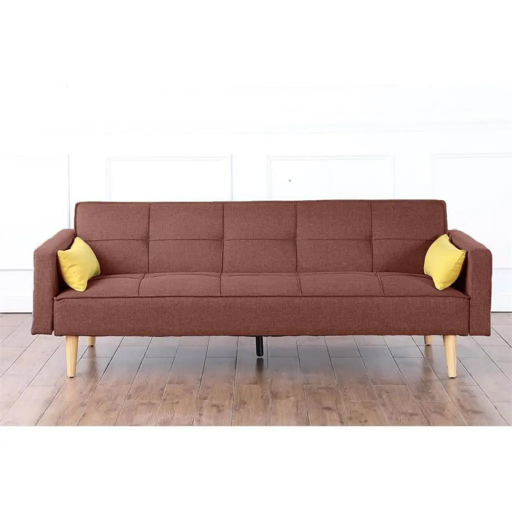Kingway Furniture Daama Brown Fabric Convertible Sofa Living Room