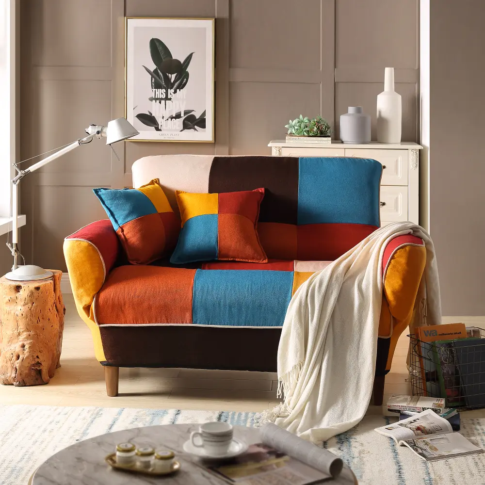 Colorful Convertible Sofa Bed Armrest and Solid Wood Legs - Sleeper Couch Kojooin