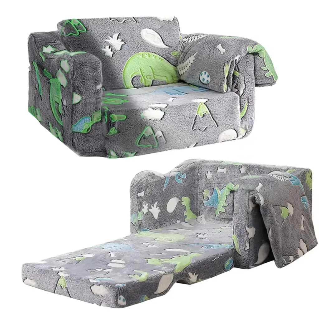 Morfeiy Kids Couch 2--1 Fold Out Flip Out Sofa Chair Blanket Converts to Recliner