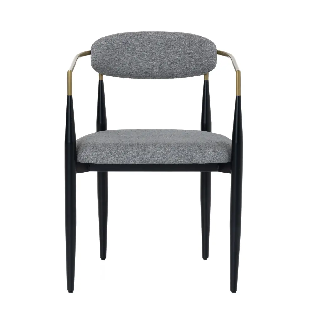 Modrest Buchtel - Mid-Century Cutting-edge Medium Grey + Gold Arm + Black Dining Chair