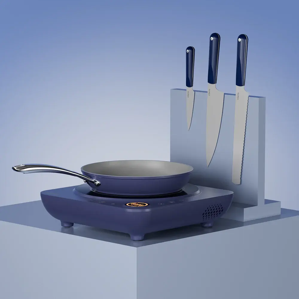 Kitchen Cook Set: Donut Portable Induction Cooktop & 3-Piece Beyond Trio Knife Adjust & Frying Pan