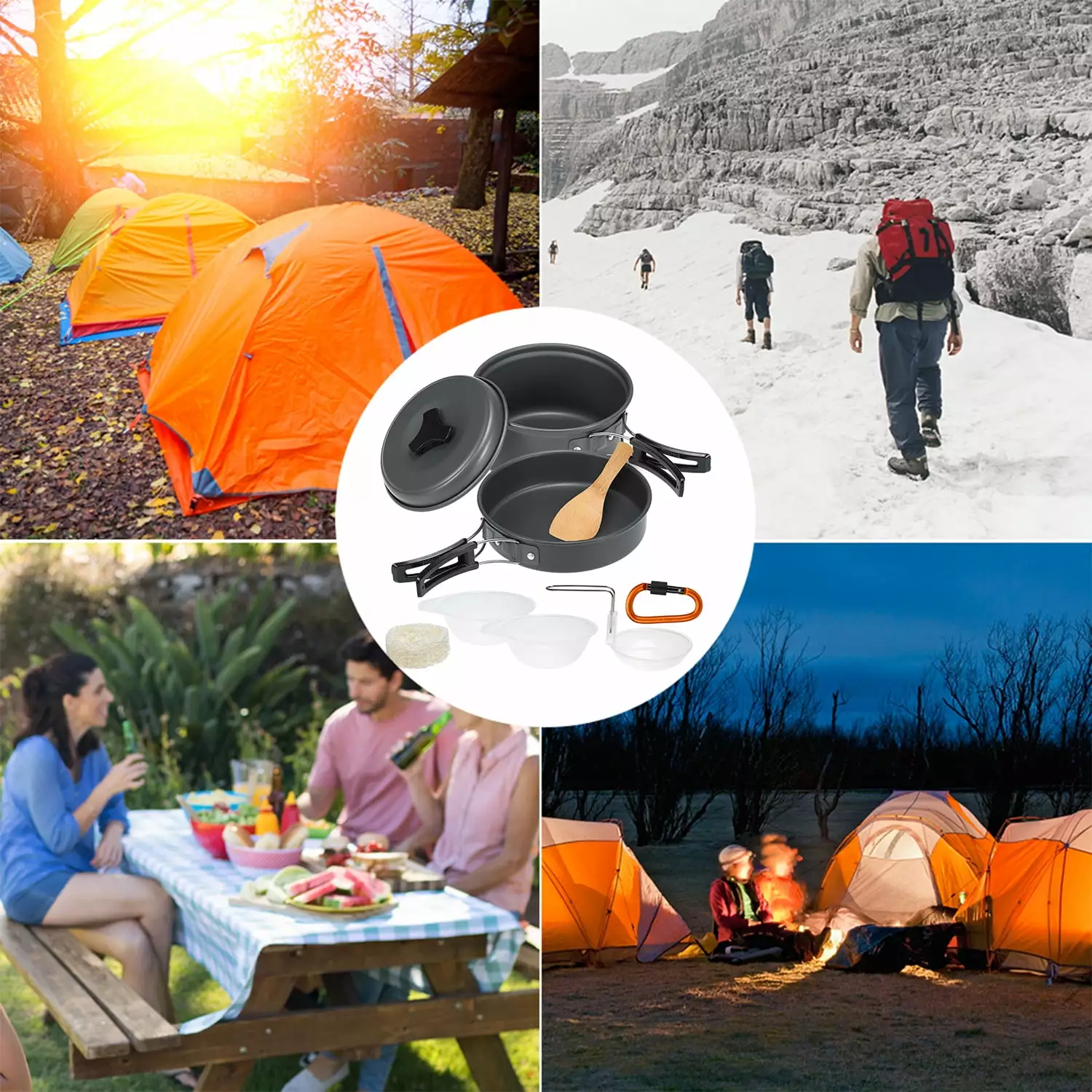 10pcs Kitchenware Cookware Set Pot Pan Camping and Home Use