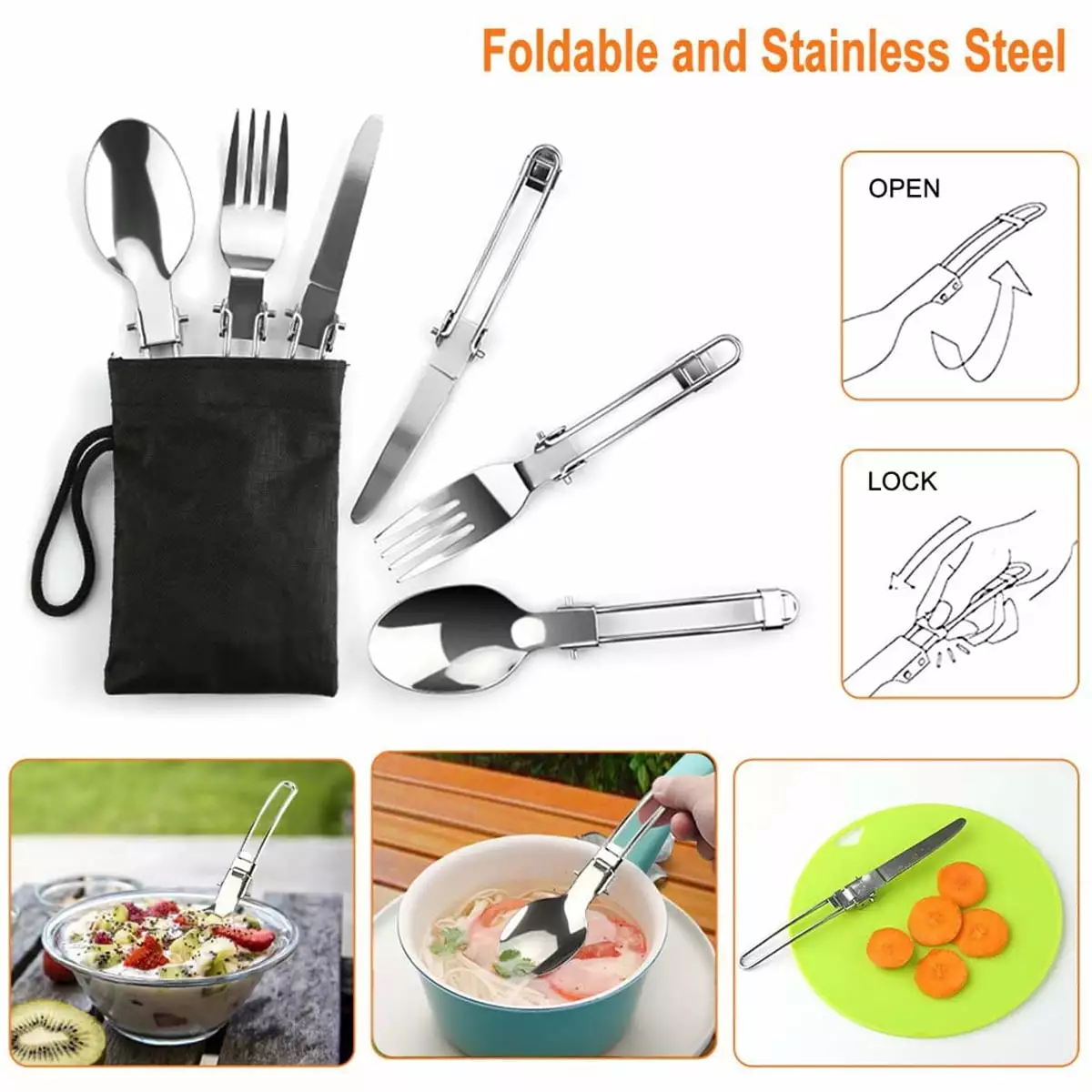 Andoer Kitchenware Set Stove Spoon Cutter Pot Pan Kettle Picnic Camping