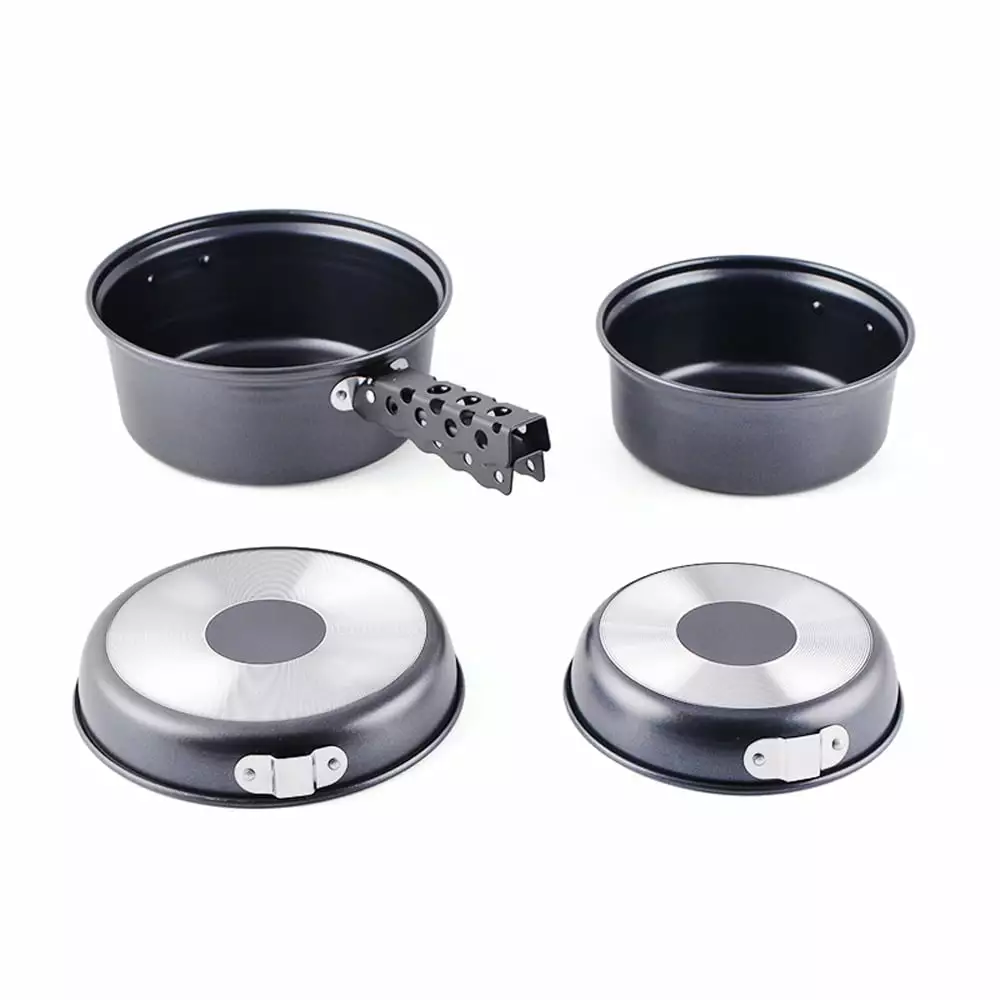Andoer Nonstick Picnic Pans and Plates Portable Camp Cookware Set