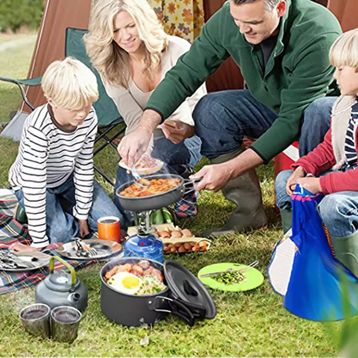 Kitchenware Set Cookware Mess Spoon Cutter Picnic Tableware Stove Pot Pan Kettle
