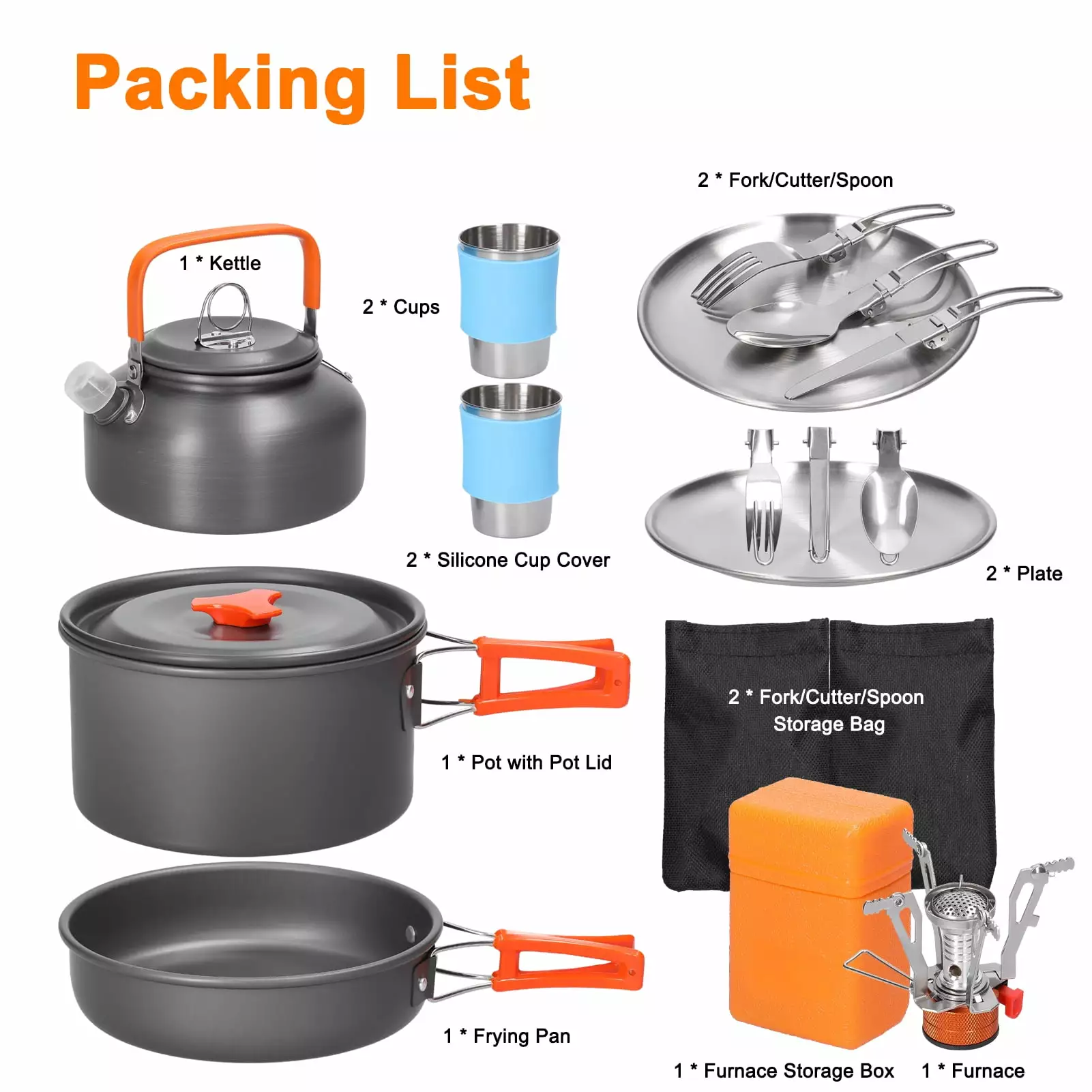 Kitchenware Set Kettle Cups Set Portable Picnic Pot Pan Kettle Cookware Set Alloy Pot