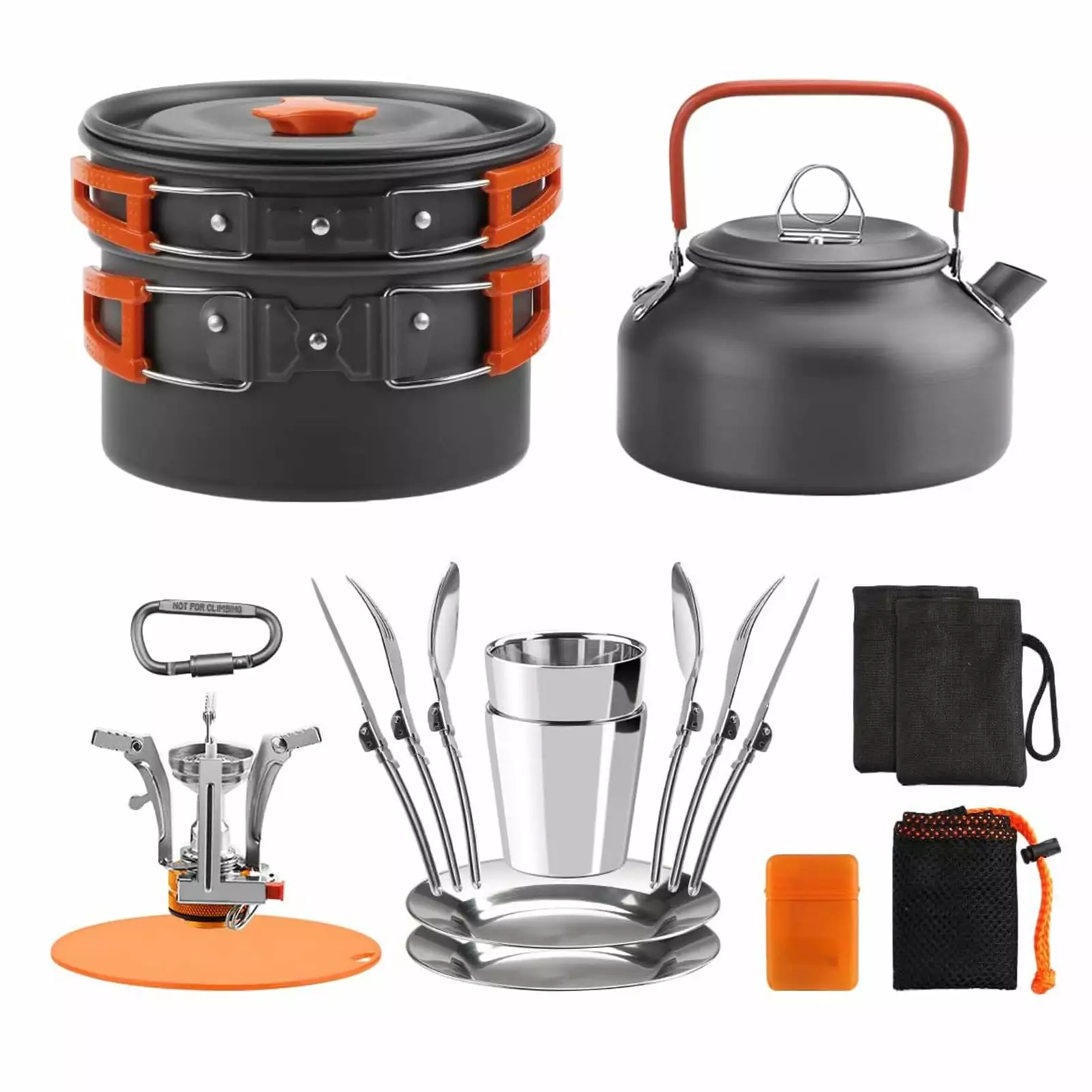 Kitchenware Set Pan Kettle Pot Picnic Cookware Mess Kit Stove Spoon Cutter Outdoor Cooking