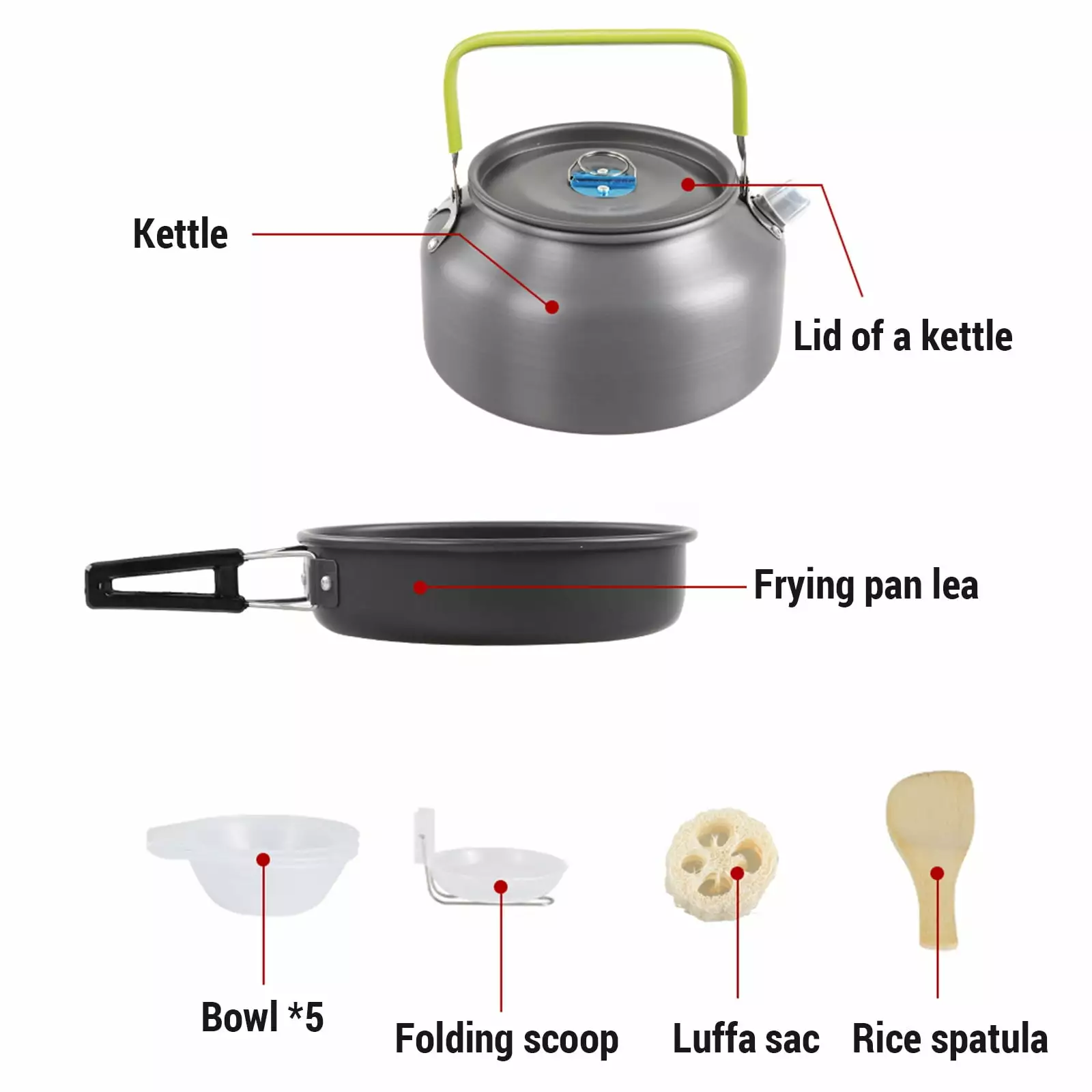 Non-stick Pot and Pan Cookware Set Kettle Mess Kit Kitchenware Buzhi Siuke Huiop