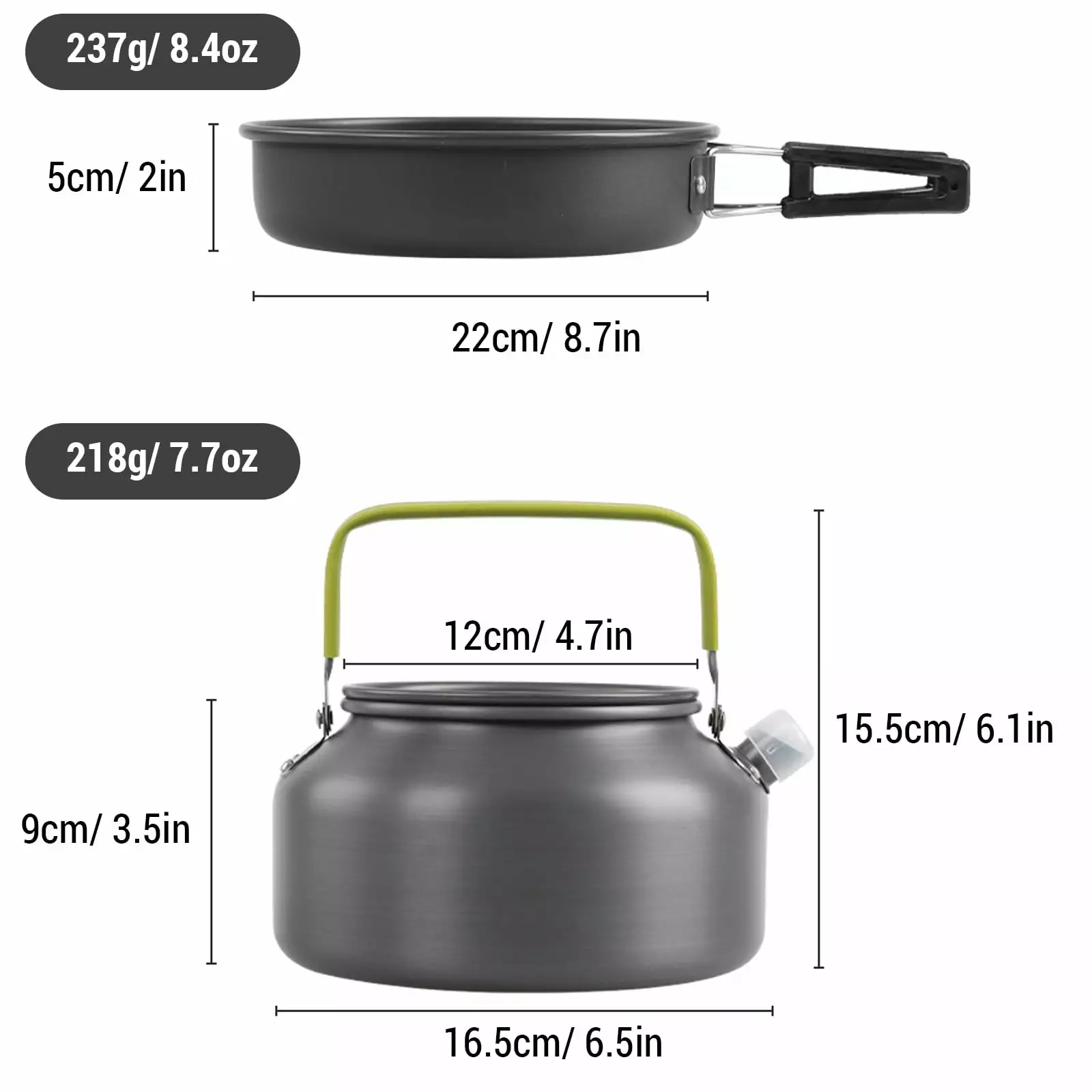 Qisuo Portable 5-6 Person Kitchenware Cookware Set Pans Pot Mess Kit