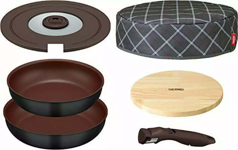 Thermos Frying Pan Handle Black 6-Piece Set IH Compatible KFA-SET6 BK