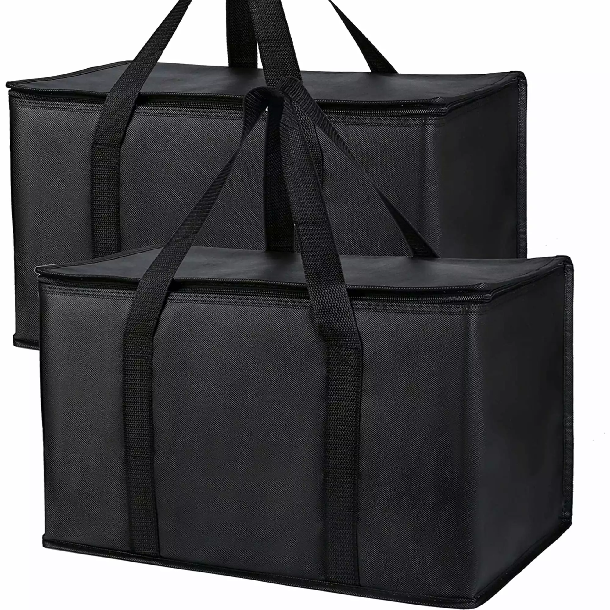 Reusable Shopping Bags Groceries 2 Pack XL Foldable Insulated Cooler Bag Zipper