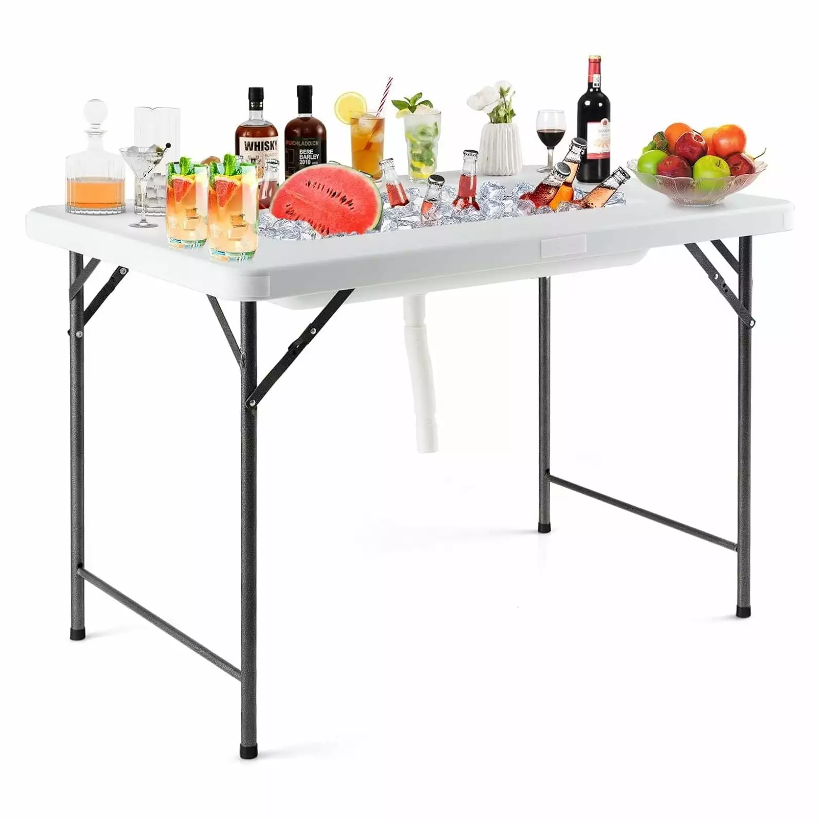 Lwory Folding Ice Cooler Table Drain and Skirt Parties and Weddings