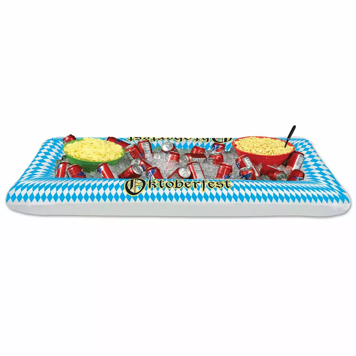 Pack 6 Blue and White Inflatable Harlequin Oktoberfest Buffet Coolers Party Central