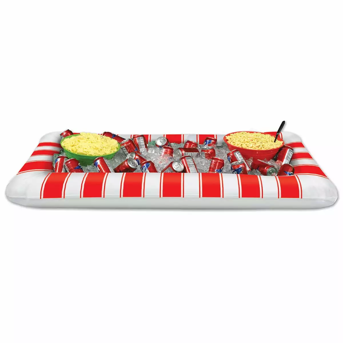 Pack 6 Red and White Striped Inflatable Outdoor Buffet Coolers Party Central
