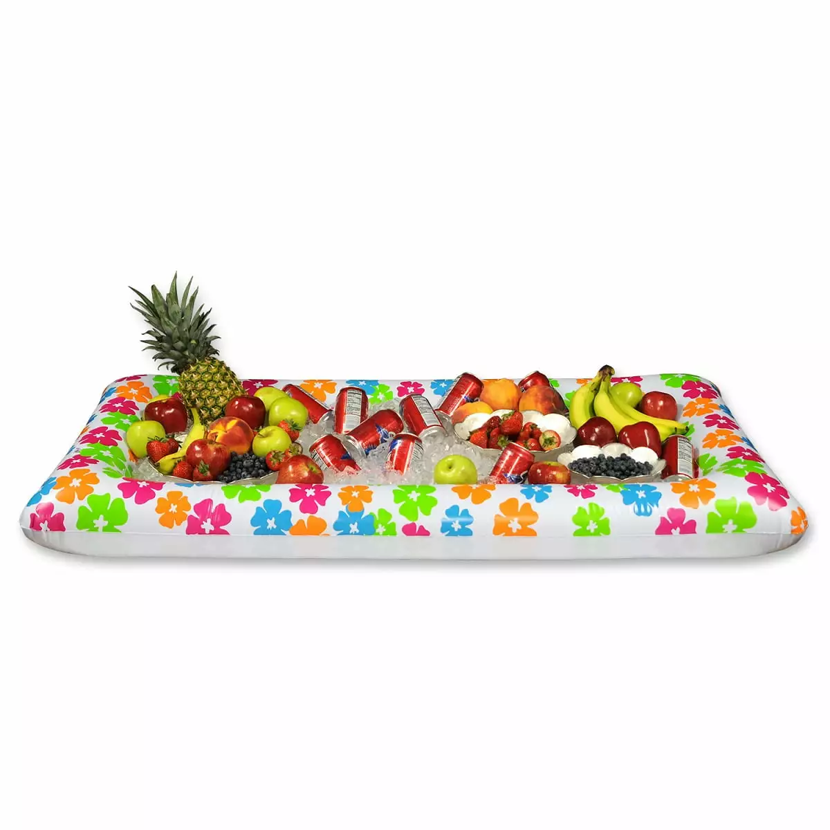 Pack 6 White and Orange Inflatable Tropical Luau Themed Buffet Coolers Beistle
