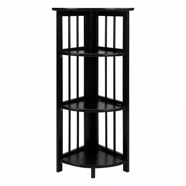 4-Shelf Corner Folding Bookcase Black Betterbeds