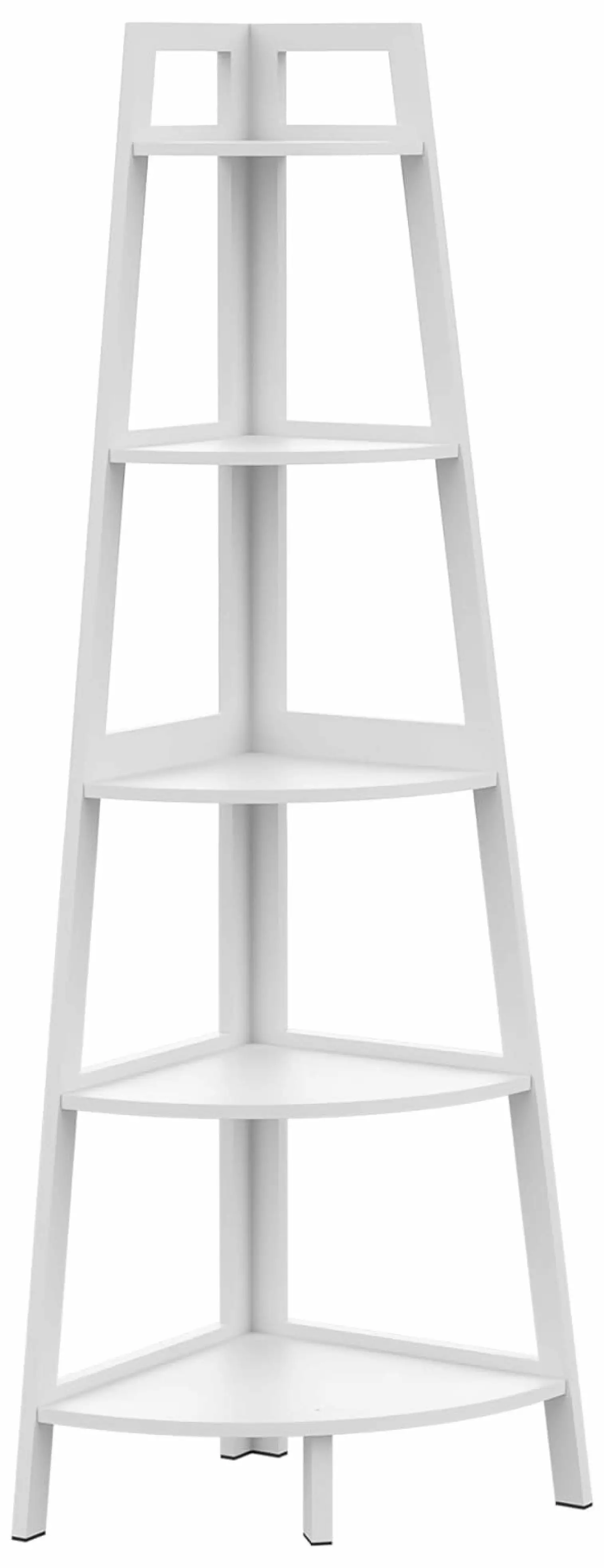 BULYAXIA Upgraded 5 Tier 70 Inch Tall Bamboo Corner Bookshelf Modern Open Ladder Bookcase Living Room Office