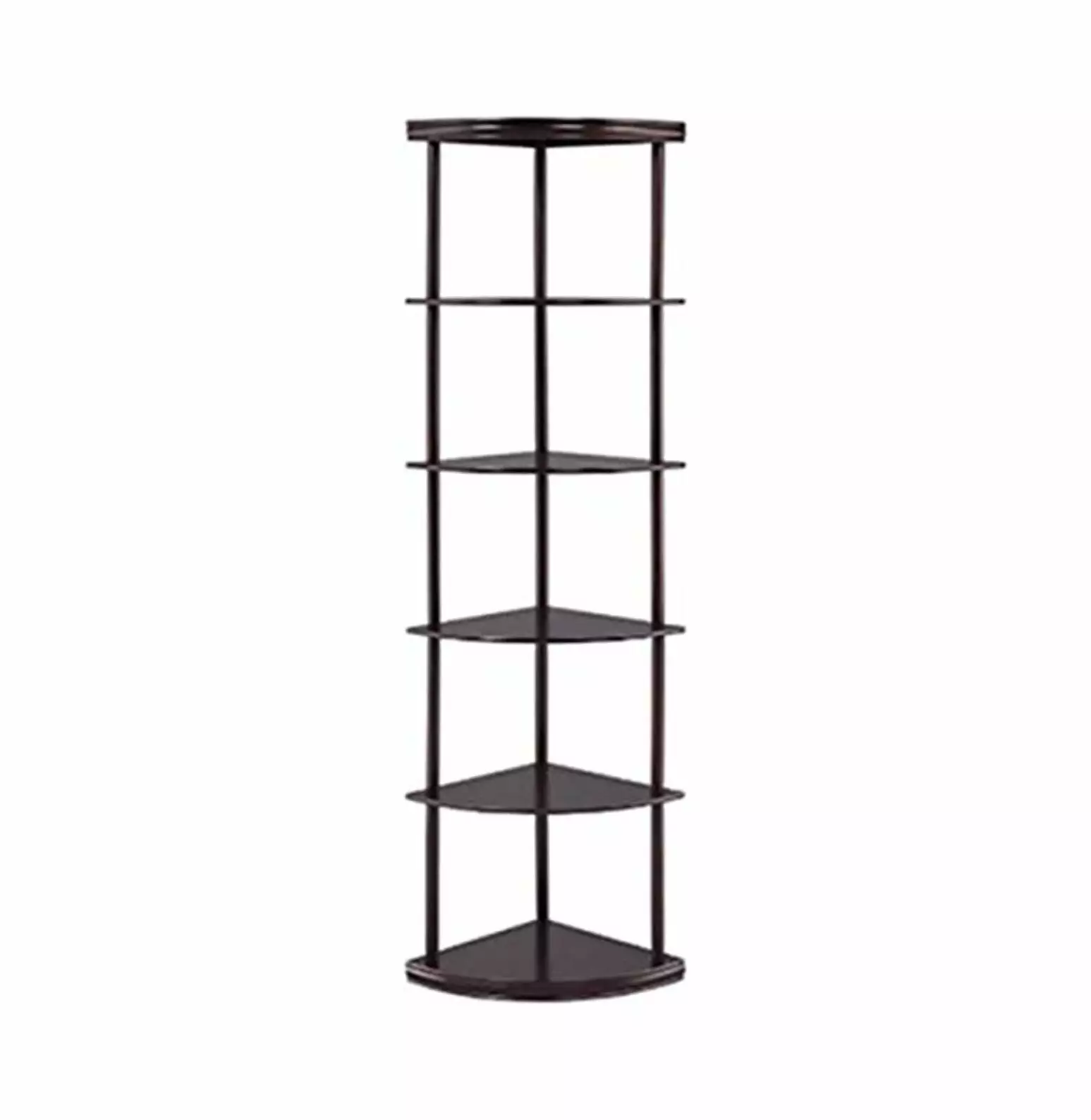 5 Shelf Corner Bookshelf Cappuccino 800279 Space Saving Bookcase Home Office Living Room BULYAXIA