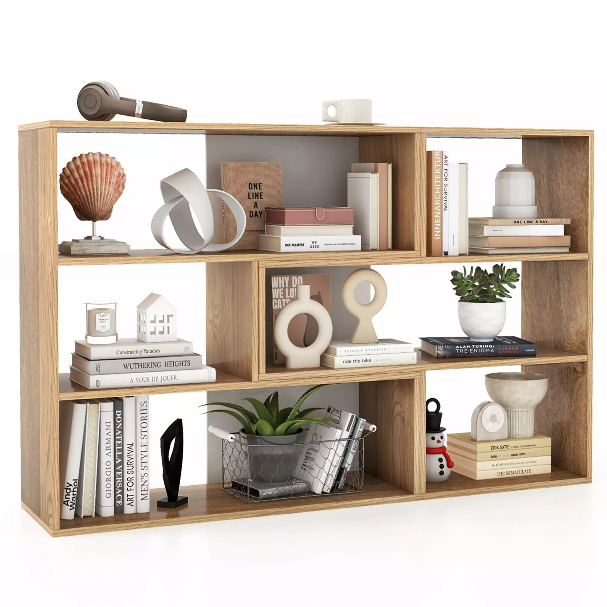 Costway 6-Open Shelf Bookshelf Storage Display Stand Corner Bookcase Home Office