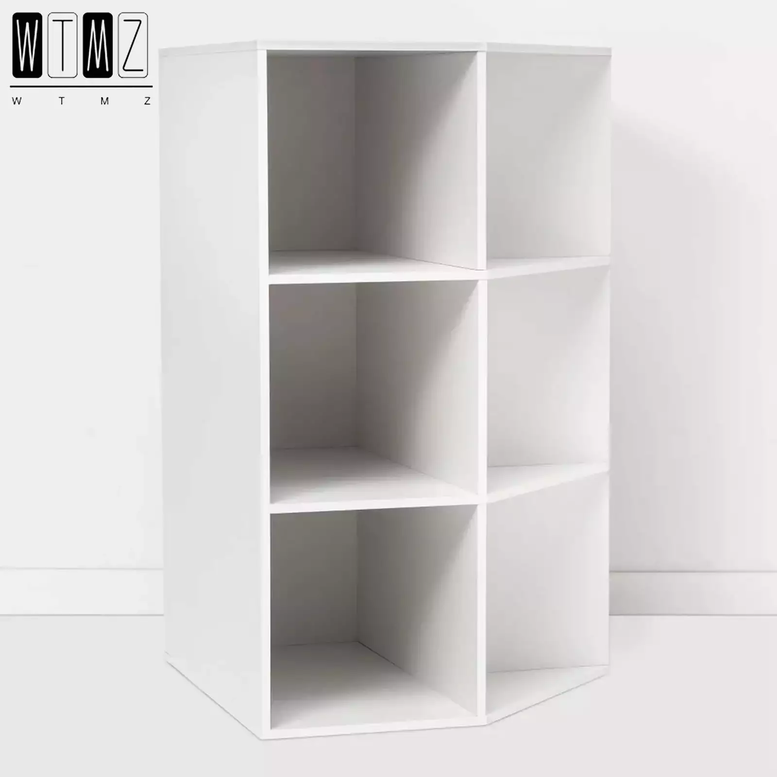 Corner Bookshelf 9 Compartment Organizer Fits 11 Cube Particleboard White FHWM-WTMZ