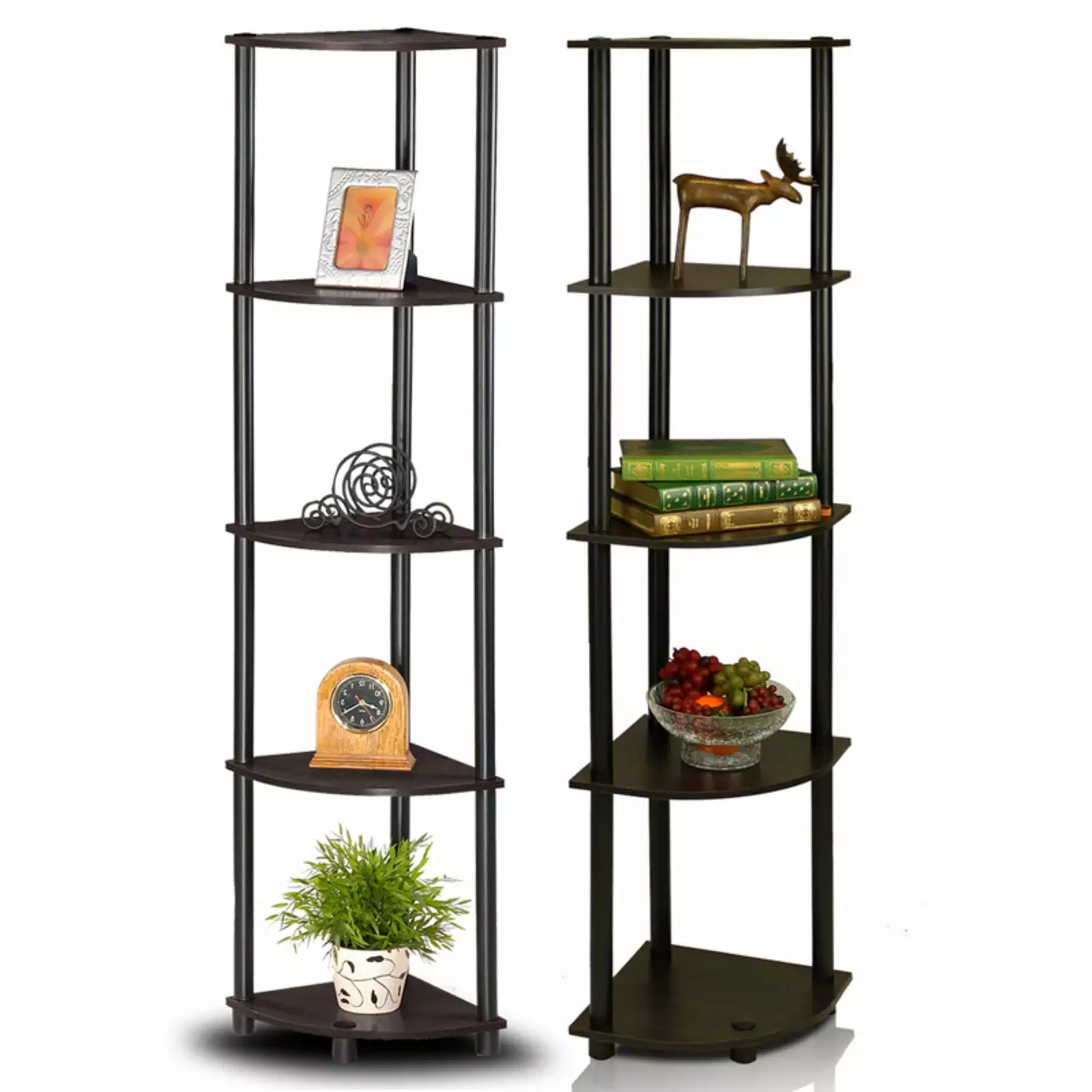 Furinno Turn-N-Tube 5 Tier Corner Bookcase Set 2 Home Office Storage