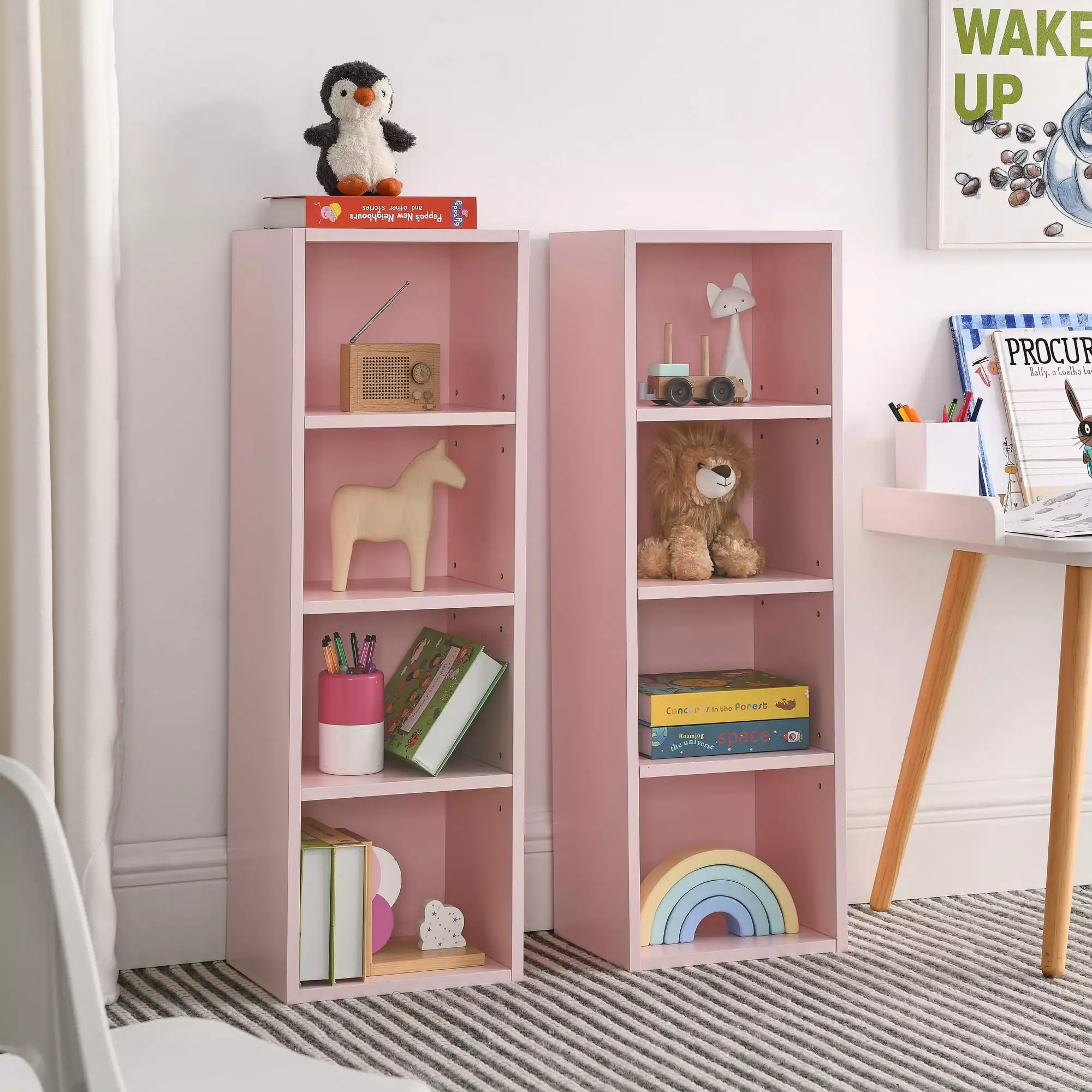 8 Tier Tall Narrow Bookshelf Adjustable Shelves Standing Display Cabinet Kids Room Gagihoom