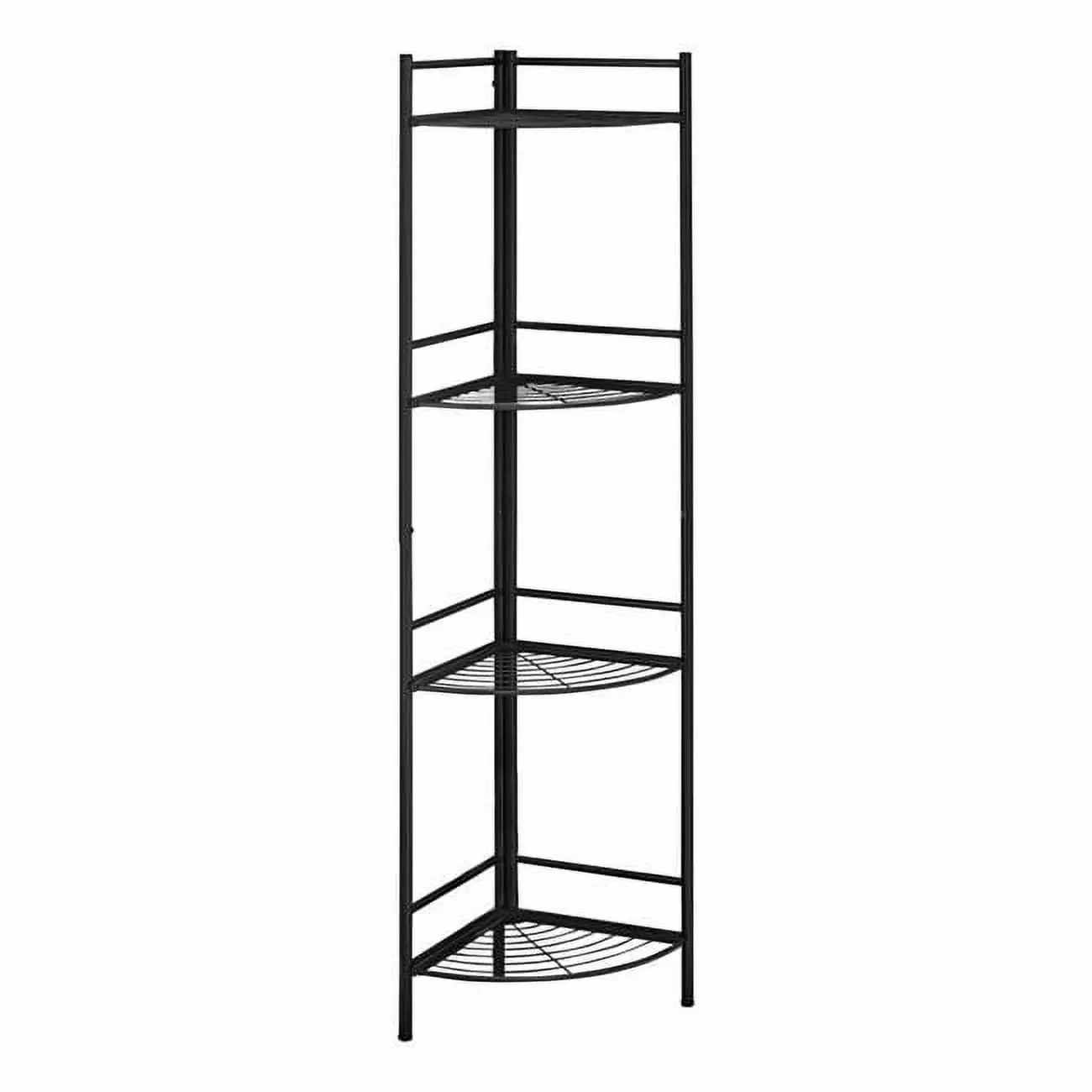 HomeRoots Black Metal Corner Etagere Bookcase 18.5 x 13.5 x 57.75 Inches Small Spaces