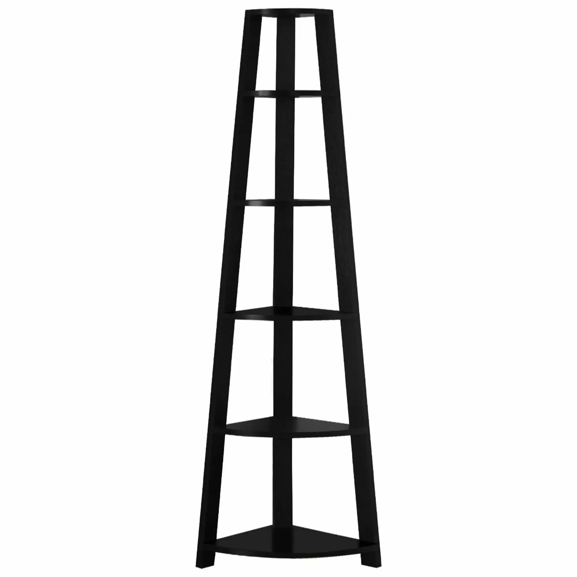 HomeRoots 72 Black Particle Board Laminate MDF Corner Bookshelf Bedroom Office