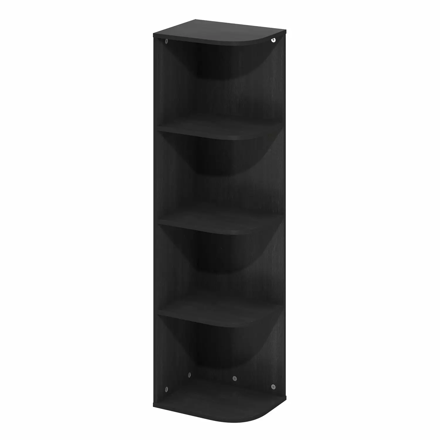 HomeStock Modern Minimalism 4-Tier Corner Open Shelf Bookcase Blackwood