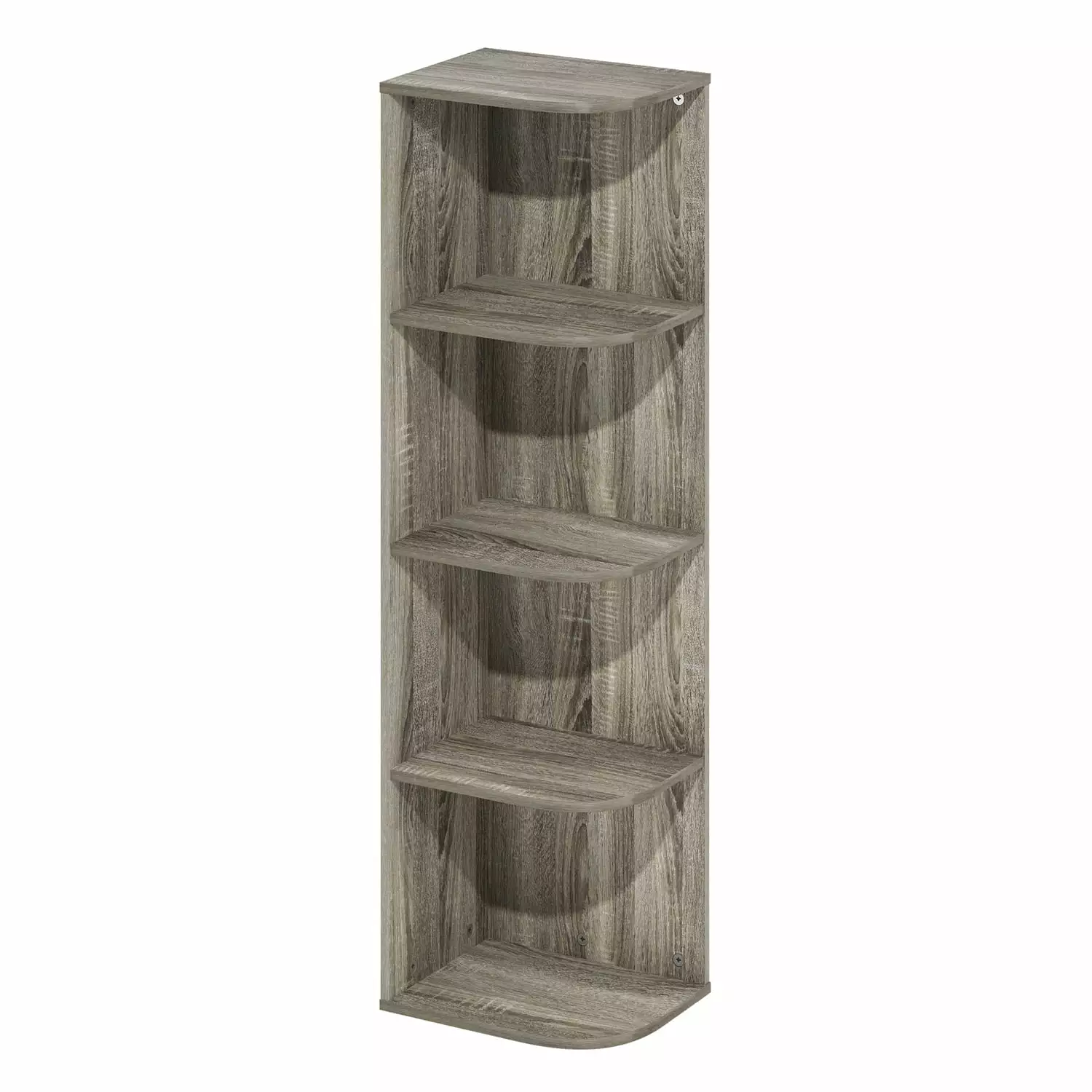 HomeStock Suburban Sophistication 4-Tier Corner Open Shelf Bookcase French Oak