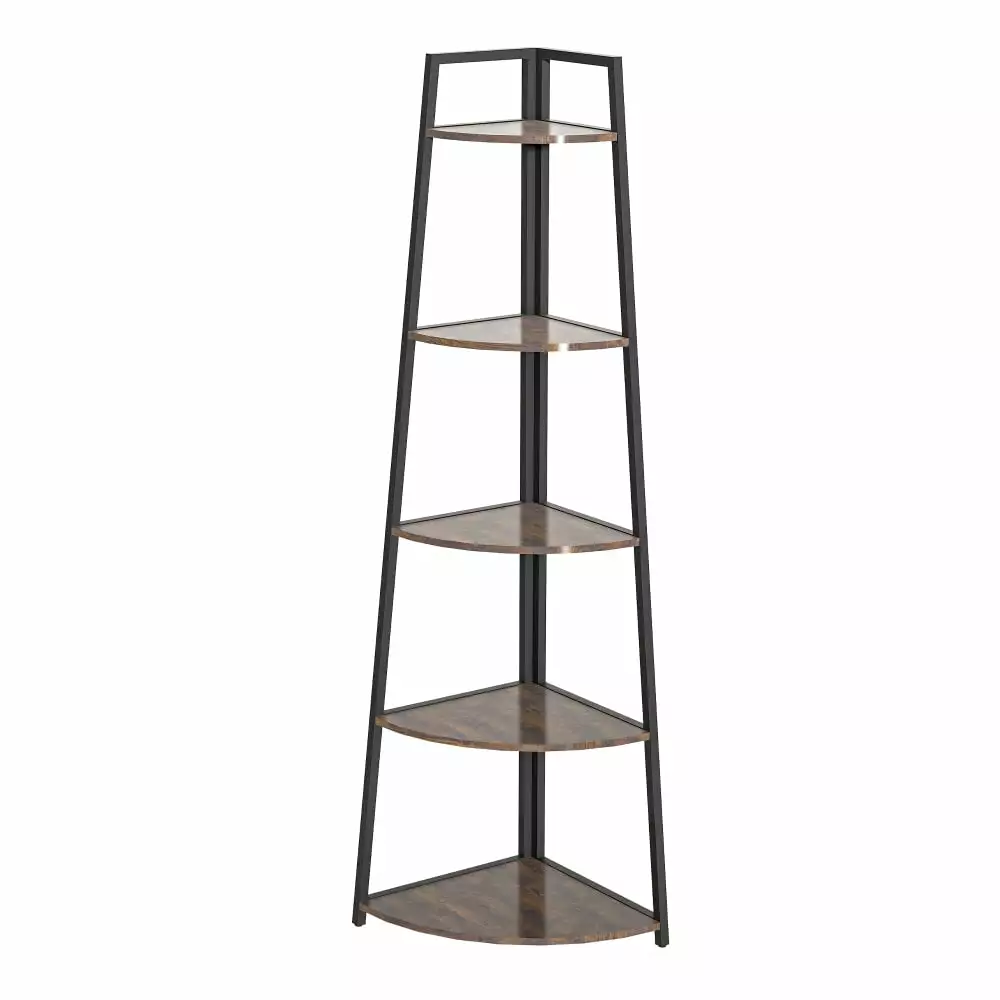 5 Tier Tall Corner Shelf Stand - Large Capacity Bookshelf Storage Solution Kojooin